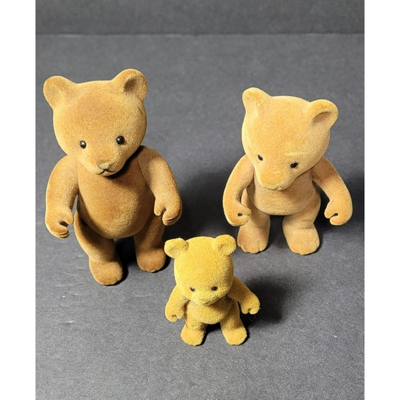 1980s Bear Family Simba Barenwald Baerenwald Calico dad mom baby felt animals - Picture 3 of 7